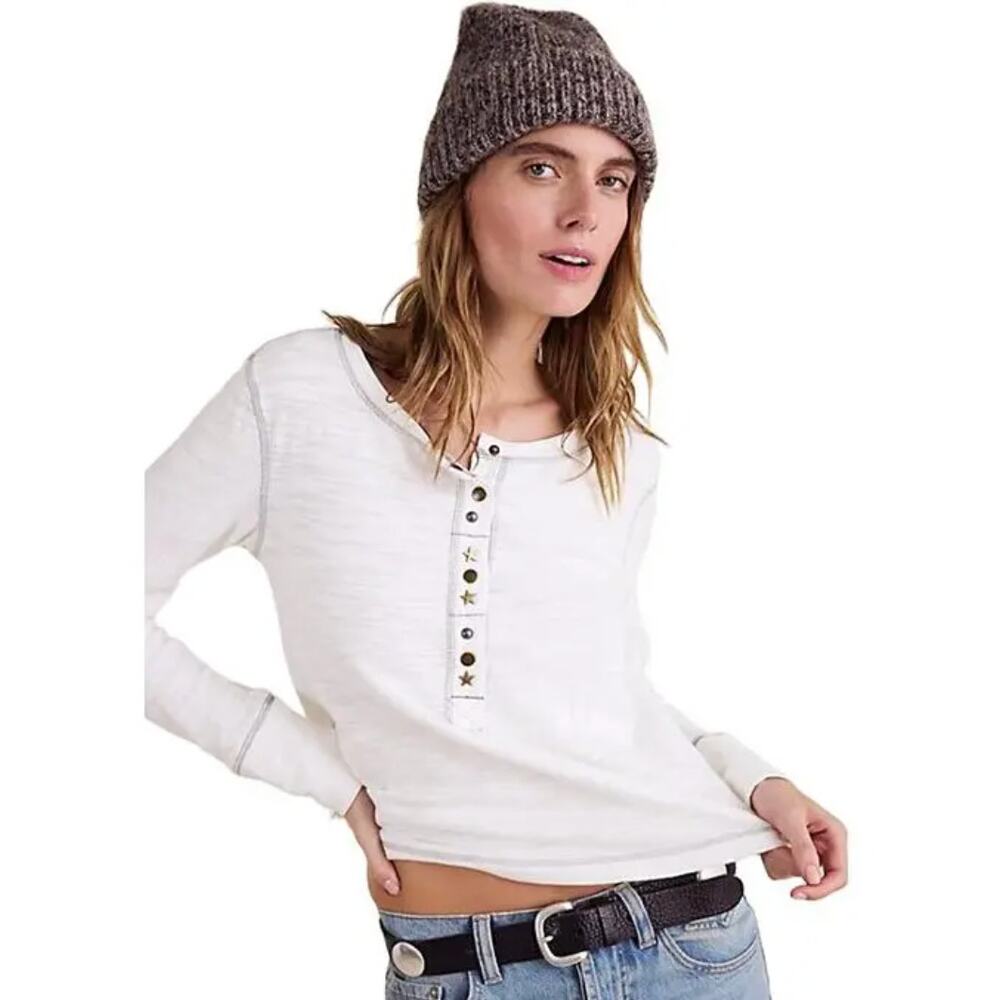NWT Free People We The Free Josie Henley Top SOLD OUT | Ivory | Size M